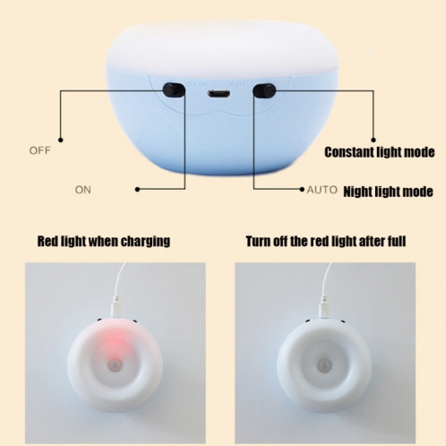 XYD-1001 Induction intelligente du corps humain + capteur de lumière LED veilleuse lampe de bureau couloir applique murale (lumière bleue + blanche) SH101A354-09
