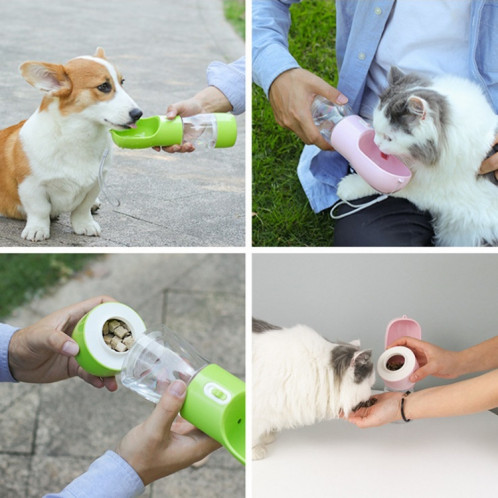 Abreuvoir portable à eau et à nourriture pour animaux de compagnie à double usage pour animaux de compagnie (rose) SH401B1128-08
