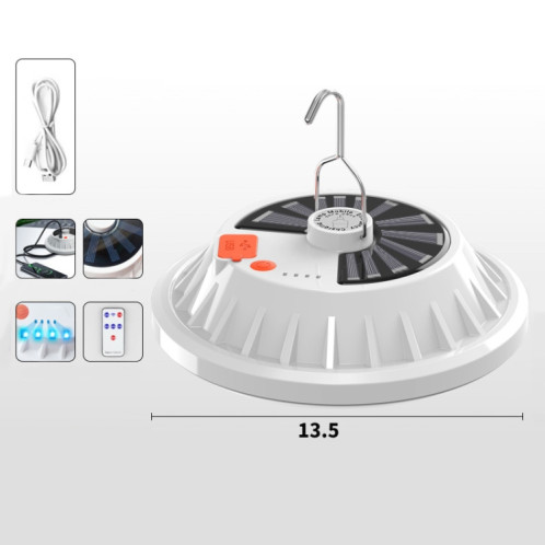 V61 Solar + RC 60 LED 12 LEDS UFO Lumière rechargeable Lumière de secours ménagère Camping de plein air Camping Night Market Stalle Light SH2105402-09