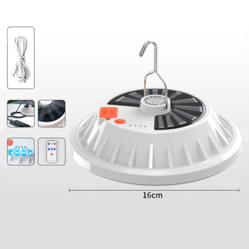 V62 Solar + RC 120 LED 120 LEDS UFO Lumière rechargeable Lumière de secours ménagère ampoule de camping en plein air Camping Night Market Stalle Light SH2107721-09