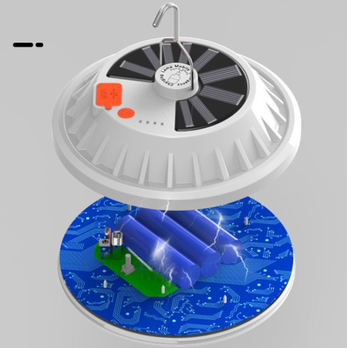 V62 Solar + RC 120 LED 120 LEDS UFO Lumière rechargeable Lumière de secours ménagère ampoule de camping en plein air Camping Night Market Stalle Light SH2107721-09