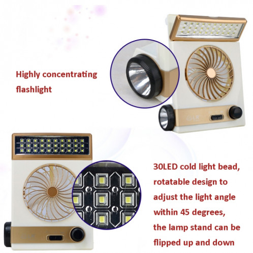 Ventilateur solaire quatre en un avec fonction de lampe de poche, prise CN (dorée) SH401A1001-07