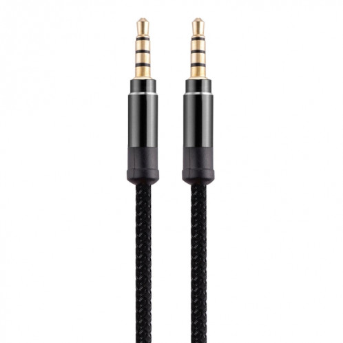 Câble audio AUX Jack 3,5 mm mâle à mâle stéréo de voiture plaqué or pour appareils numériques standard AUX 3,5 mm, longueur: 1,5 m (noir) SH602H873-04