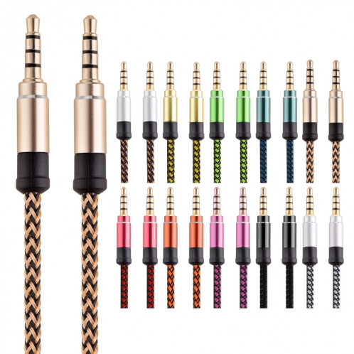 Câble audio AUX Jack 3,5 mm mâle à mâle stéréo de voiture plaqué or pour appareils numériques standard AUX 3,5 mm, longueur: 1,5 m (noir) SH602H873-04