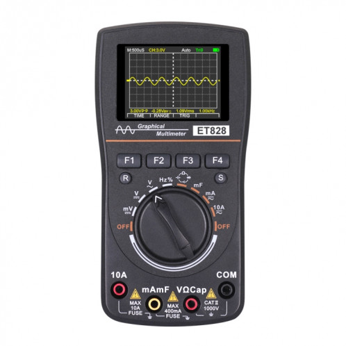 ET828 2 en 1 2 en 1 oscilloscope multimètre 2.4 pouces écran couleur mètre testeur de fréquence de résistance numérique 1MHz 2.5Msps mètre SH29991250-014