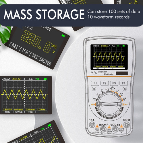 ET828 2 en 1 2 en 1 oscilloscope multimètre 2.4 pouces écran couleur mètre testeur de fréquence de résistance numérique 1MHz 2.5Msps mètre SH29991250-014