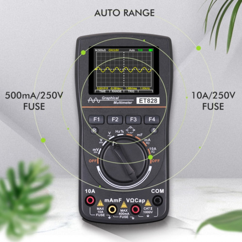 ET828 2 en 1 2 en 1 oscilloscope multimètre 2.4 pouces écran couleur mètre testeur de fréquence de résistance numérique 1MHz 2.5Msps mètre SH29991250-014