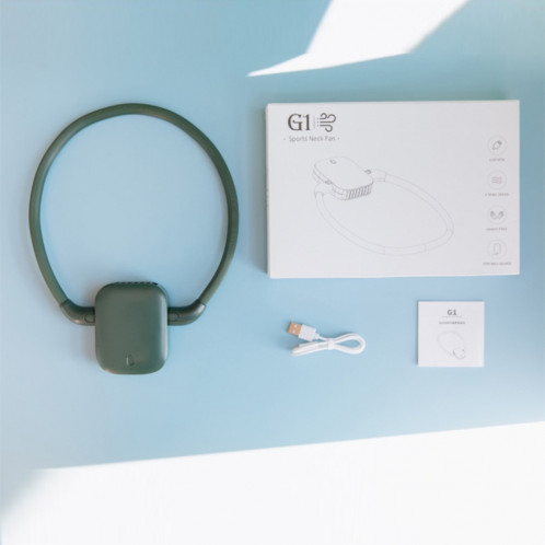 Ventilateur de cou suspendu sport portable G1 USB (vert foncé) SH001C149-09