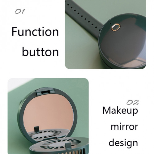 G3 Portable Outdoor Kids USB Mini Miroir Ventilateur de montre sans feuilles (vert) SH601C1750-011