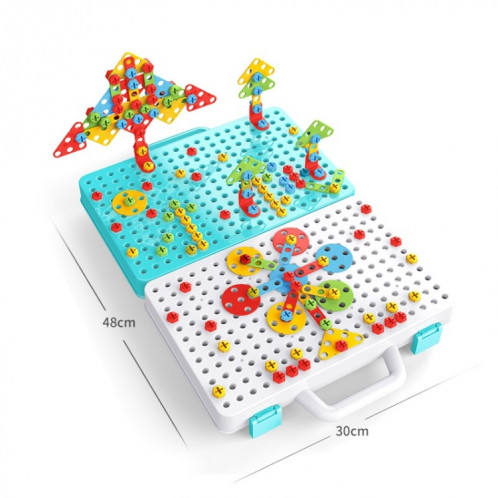 Boîte à outils d'assemblage manuelle de jouet de perceuse électrique de serrage de vis pour enfants, Style: avion 2D + perceuse électrique (189 PCS) SH20021415-09