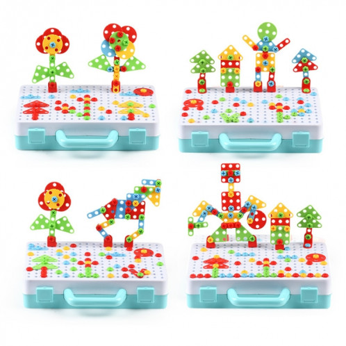 Boîte à outils d'assemblage manuelle de jouet de perceuse électrique de serrage de vis pour enfants, Style: 3D + perceuse électrique (466 PCS) SH2007620-09