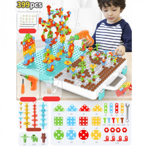 Boîte à outils d'assemblage manuelle de jouet de perceuse électrique de serrage de vis pour enfants, Style: 3D + perceuse électrique + chargeur (466 PCS) SH20121609-09