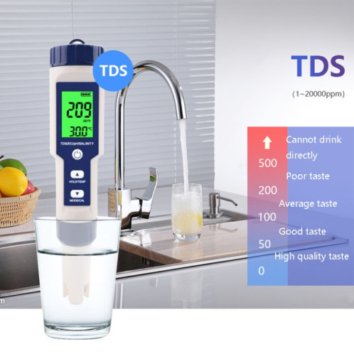 EZ-9909 PH / Salinité / Température / TDS / EC 5-en-1 Test Pen Détecteur multifonctionnel de qualité de l'eau SH7445633-010