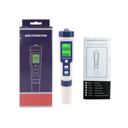 EZ-9909 PH / Salinité / Température / TDS / EC 5-en-1 Test Pen Détecteur multifonctionnel de qualité de l'eau SH7445633-010