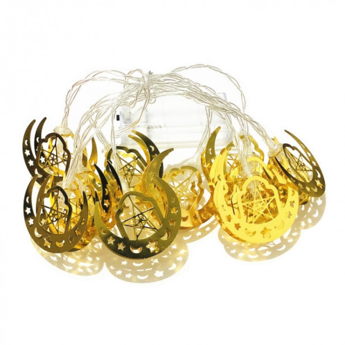 1,65 m 10 LED Eid Al-Fitr LED Étoile et Lune Guirlandes Lumineuses Ramadan Festival Décoration Lampes (Lumière Blanche Chaude) SH001A3-05