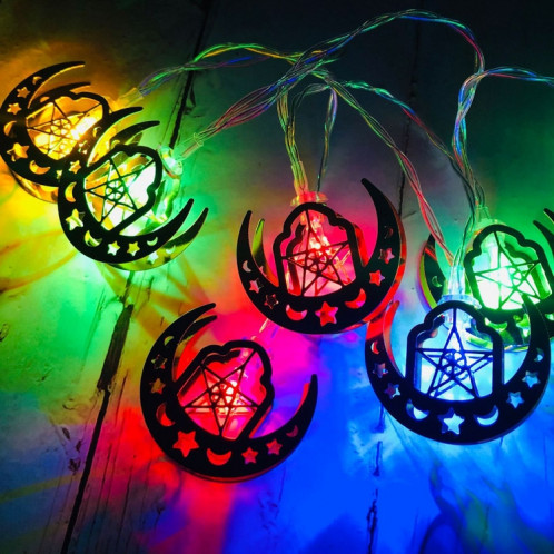 1.65m 10 LED Eid Al-Fitr LED Star et Moon String Lights Ramadan Festival Décoration Lampes (Lumière colorée) SH001C1255-05