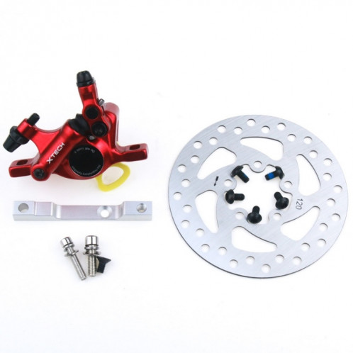 Frein hydraulique modifié pour scooter 3 en 1 + disque de frein à disque de 120 mm + ensemble de siège modifié pour Xiaomi Mijia M365 Pro (frein rouge + adaptateur argent) SH801A1794-08