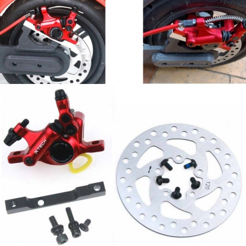 Frein hydraulique modifié pour scooter 3 en 1 + disque de frein à disque de 120 mm + ensemble de siège modifié pour Xiaomi Mijia M365 Pro (frein rouge + adaptateur noir) SH801B751-08