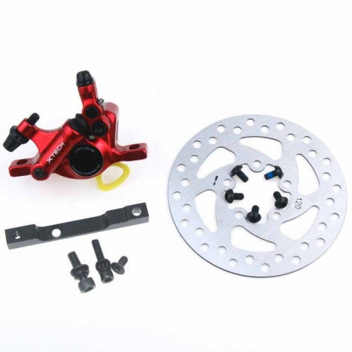 Frein hydraulique modifié pour scooter 3 en 1 + disque de frein à disque de 120 mm + ensemble de siège modifié pour Xiaomi Mijia M365 Pro (frein rouge + adaptateur noir) SH801B751-08