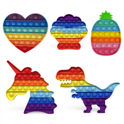 5 pcs enfants mathématiques logiques jouets éducatifs silicone Pressing-enfant jeu, style: dinosaure (arc-en-ciel) SH26171325-06