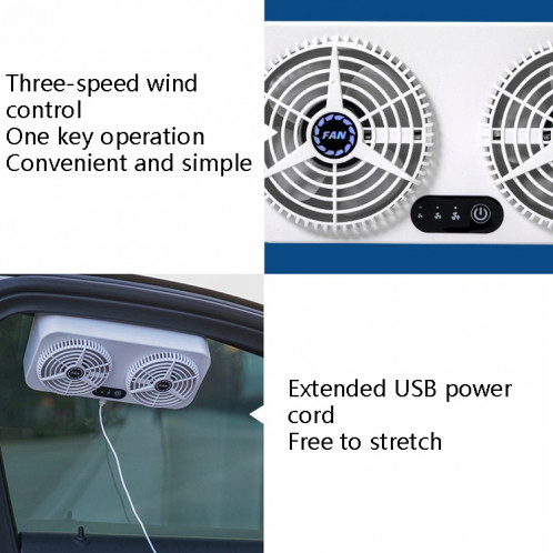USB Interface Car Cooling Device Car Exhaust Air Circulation Exhaust Fan Car Changing Fan(White) SH601A866-011