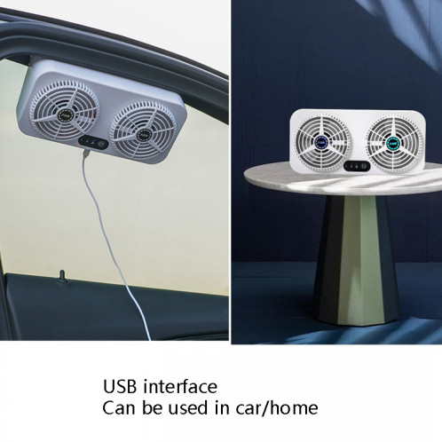 USB Interface Car Cooling Device Car Exhaust Air Circulation Exhaust Fan Car Changing Fan(White) SH601A866-011