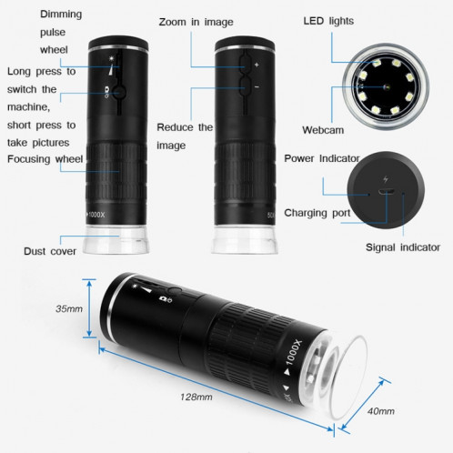 HD Digital Mobile Téléphone WIFI Microscope électronique Loupe portable SH87191416-08
