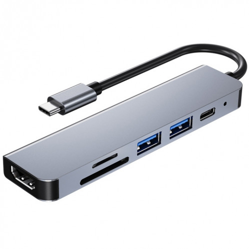 6 en 1 USB-C / TYPE-C à 4K HDMI + SD / TF Card Slot + PD USB-C / TYPE-C Chargement + 2 ports USB 3.0 PORTS Multifonctionnel hub station d'accueil SH87301306-010