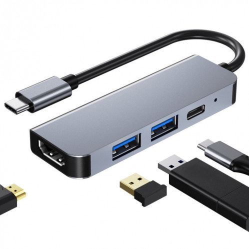4 en 1 USB-C / TYPE-C à 4K HDMI + USB 3.0 + USB 2.0 + PD USB-C / Type-C Ports de chargement multifonctionnel HUM SH08931287-010