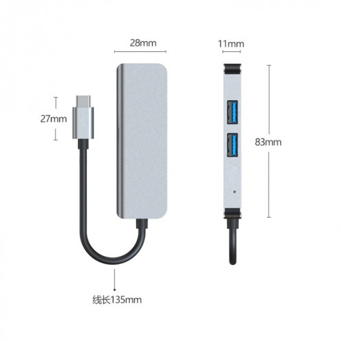 3 en 1 USB-C / TYPE-C à 4K HDMI + 2 ports USB 3.0 Ports Station d'accueil de moyeu multifonctionnel SH0897334-010