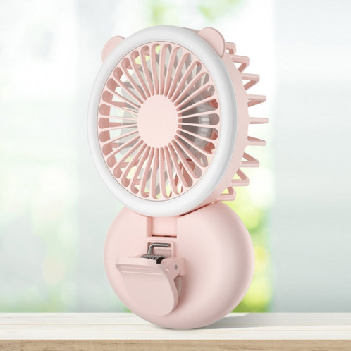 D11 Remplissage Clip de lumière suspendu Ventilateur à dos à col de poche Pliant mini USB Ventilateur de bureau (rose) SH801A1837-06
