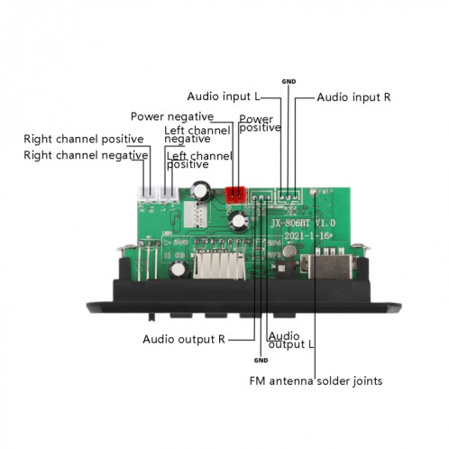 Dossier 5 / 12V Lecture avec amplificateur de puissance Board de décodage MP3 avec une carte mère d'appel d'enregistrement avec Bluetooth (Noir) SH201A539-08