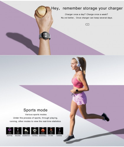 V11 Smartwatch Moniteur de pression artérielle de fréquence cardiaque en temps réel Mode multisports Montre intelligente de lumière respiratoire pour téléphone Android IOS (Silicone rose) SH601C1186-013