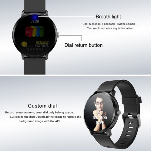 V11 Smartwatch Moniteur de pression artérielle de fréquence cardiaque en temps réel Mode multisports Montre intelligente de lumière respiratoire pour téléphone Android IOS (Silicone rose) SH601C1186-013
