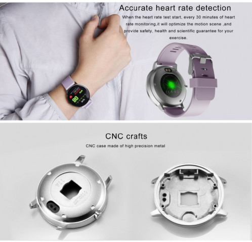 V11 Smartwatch Moniteur de pression artérielle de fréquence cardiaque en temps réel Mode multisports Montre intelligente de lumière respiratoire pour téléphone Android IOS (Silicone rose) SH601C1186-013