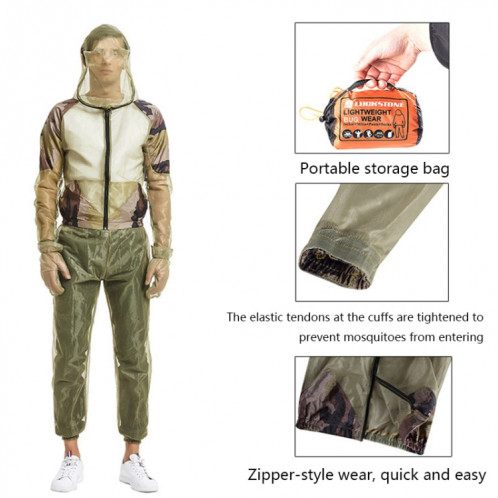 Camping Adventure Anti-Mosquito Bitt de morsure Été Pêche extérieure Respirant Mesh Suit Anti-Mosquito, Spécifications: Ensemble complet en trois pièces (S / M) SH203A200-06