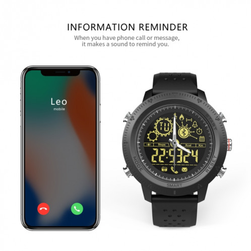 NX02 Sport Smartwatch IP67 étanche Support Tracker Calories Podomètre Smartwatch Chronomètre Appel SMS Rappel (noir) SH601A537-013
