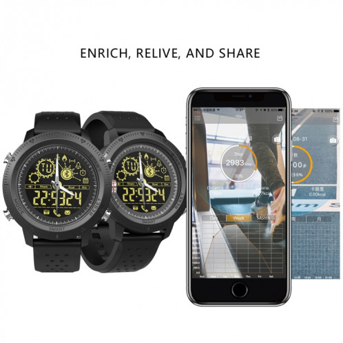 NX02 Sport Smartwatch IP67 étanche Support Tracker Calories Podomètre Smartwatch Chronomètre Appel SMS Rappel (noir) SH601A537-013