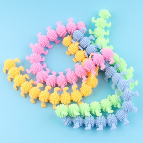 12 PCS Enfants Caoutchouc doux 16 Section Caterpillar Toy décompression stretch (jaune) SH301D835-06