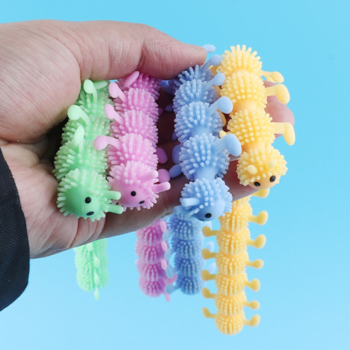 12 PCS Enfants Caoutchouc doux 16 Section Caterpillar Toy décompression stretch (jaune) SH301D835-06