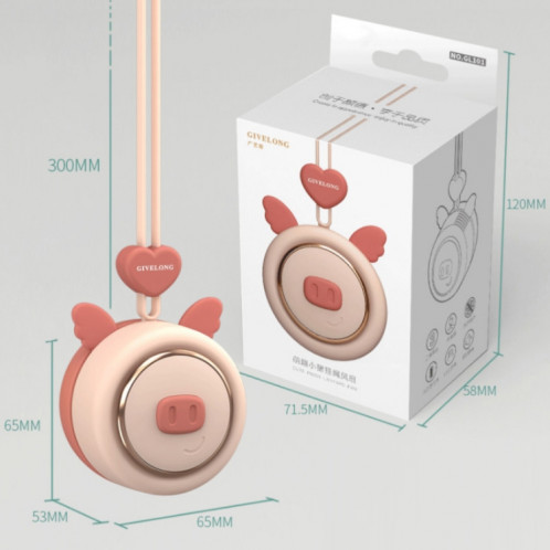 Givelong suspendu mini ventilateur USB rechargeable ventilateur portable à feuilles portables (porcelet (rose)) SG401A385-09