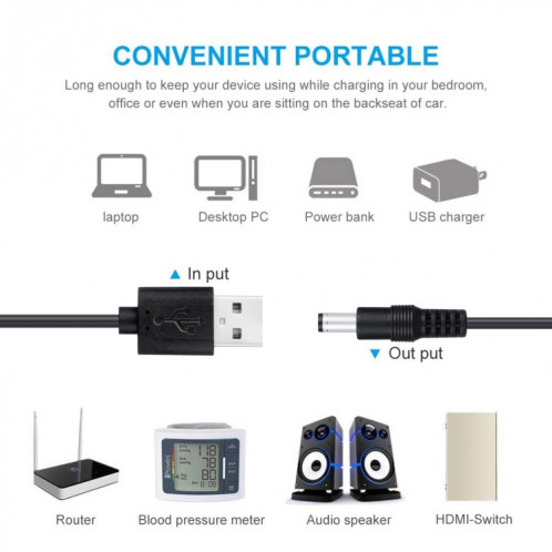 Cordon d'alimentation DC 8 en 1 Câble de charge USB de chargement USB multi-fonction USB (noir) SH201A657-07