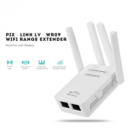 PIX-LINK LV-WR09 300MBPS WiFi Range Repender Mini routeur (US Pulg) SH101A4-07