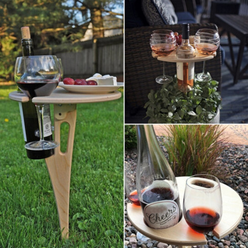 Pelouse en bois pliante pliante de vin de vin inséré rossage de vin pique-nique d'extérieur pique-nique table pliante SH93981767-07