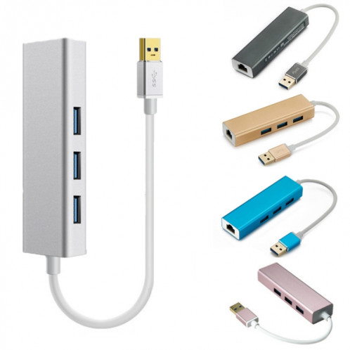 YH-U1009 3 x USB 3.0 + RJ45 à USB 3.0 HUB SANS STRONDONNÉE externe pour ordinateurs portables, Livraison de couleurs aléatoires SH94711656-06