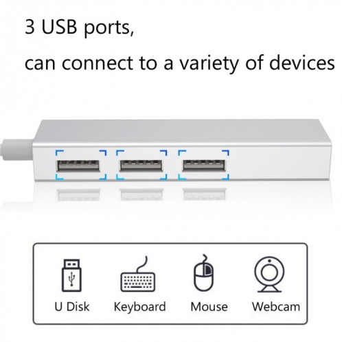YH-U1009 3 x USB 3.0 + RJ45 à USB 3.0 HUB SANS STRONDONNÉE externe pour ordinateurs portables, Livraison de couleurs aléatoires SH94711656-06