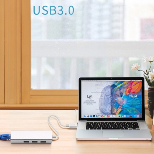 YH-U1009 3 x USB 3.0 + RJ45 à USB 3.0 HUB SANS STRONDONNÉE externe pour ordinateurs portables, Livraison de couleurs aléatoires SH94711656-06
