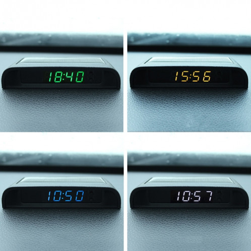 Horloge de voiture de nuit Solar Automobile Horloge électronique Température Température + Date + Semaine + Température (Lumière blanche) SH201C1042-07