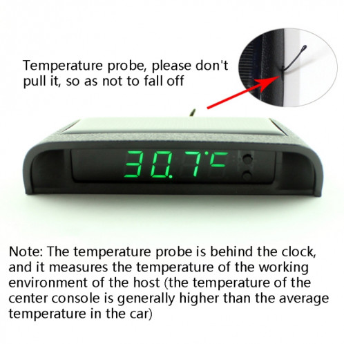 Horloge de voiture de nuit Solar Automobile Horloge électronique Température Température + Date + Semaine + Température (Lumière blanche) SH201C1042-07
