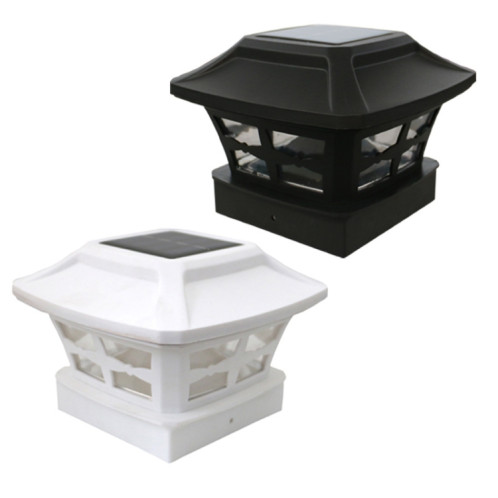 Lampe de colonne solaire extérieure de 4 pouces blanche + lampe de jardin claire blanc chaud (blanc) SH201B746-07